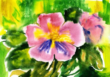 Sulu Boya çiçekler, soyut sanat