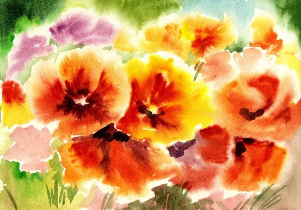 Watercolor flowers, abstracts art — Stock Photo, Image