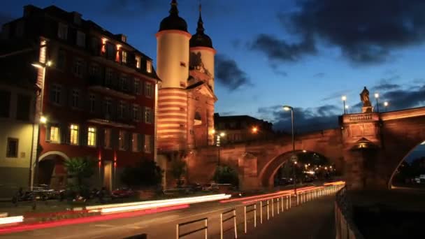 Timelapse van verkeer in heidelberg — Stockvideo