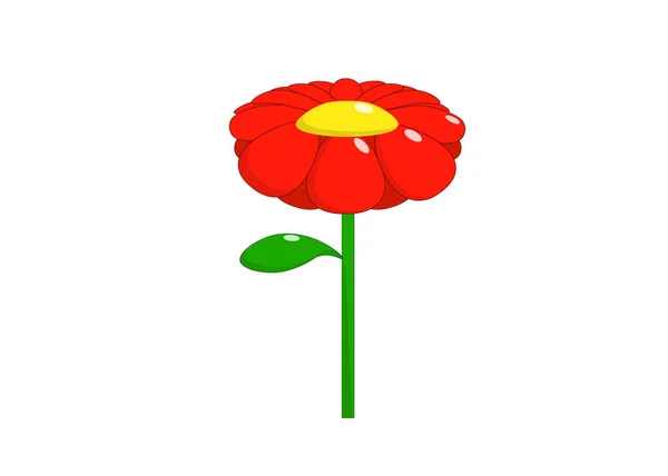 Beyaz arka planda çizgi film tarzında bir kırmızı çiçek, izole et. Vektör grafikleri