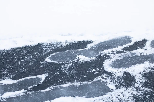 Footprints Snow Danger Walking Ice — Stockfoto