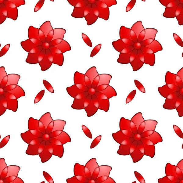 Vektörsüz kırmızı çiçekler. Tatil paketleme için çiçek arkaplanı