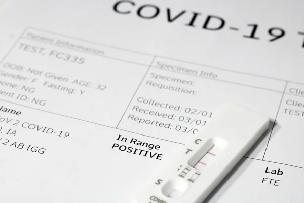 Positive Rapid Test Sars Cov Antigen Isolated Covid Form — Stock Photo, Image