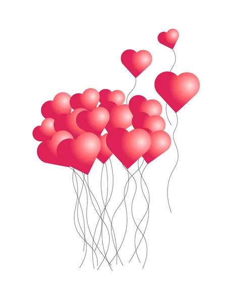 Πολλά μπαλόνια από καρδιάς, συγχαρητήρια για την ημέρα του Αγίου Βαλεντίνου. Ειδύλλιο. — Διανυσματικό Αρχείο