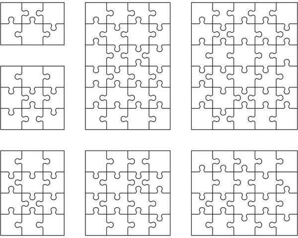 Illustration Sept Puzzles Pièces Isolées — Image vectorielle