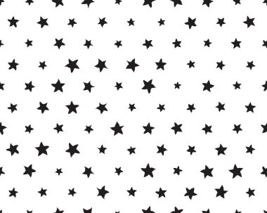 Beyaz arkaplanda siyah yıldızlı pürüzsüz desen
