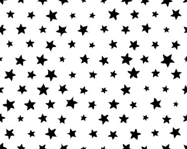 Beyaz arkaplanda siyah yıldızlı pürüzsüz desen