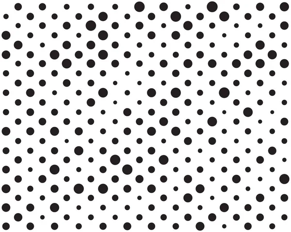 Black Circles Random Sizes White Background Seamless Pattern — Stock Vector