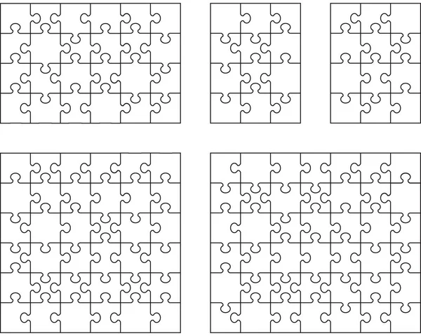 Ilustração Cinco Puzzles Brancos Peças Separadas —  Vetores de Stock