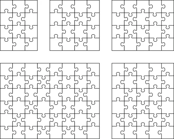 Ilustração Cinco Puzzles Brancos Peças Separadas Ilustração De Stock