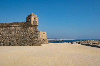 Vila do Conde fort by the beach on a sunny day, in Portugal