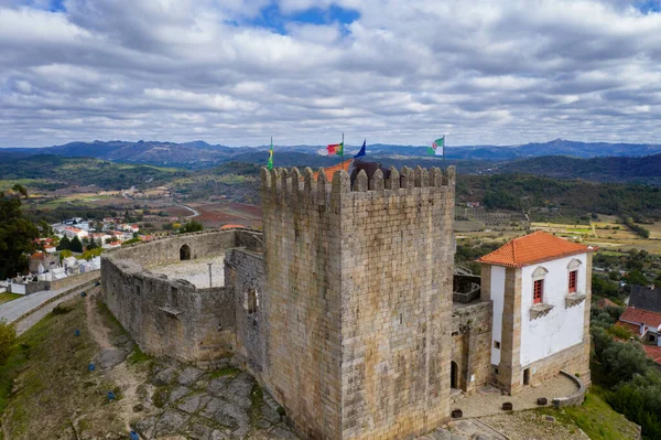 Belmonte City Castle Drone Aerial View Portugal — Zdjęcie stockowe