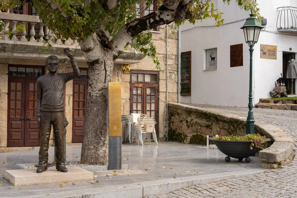 Estatua Bronce Del Artista Músico Portugués Zeca Afonso Con Una — Foto de Stock