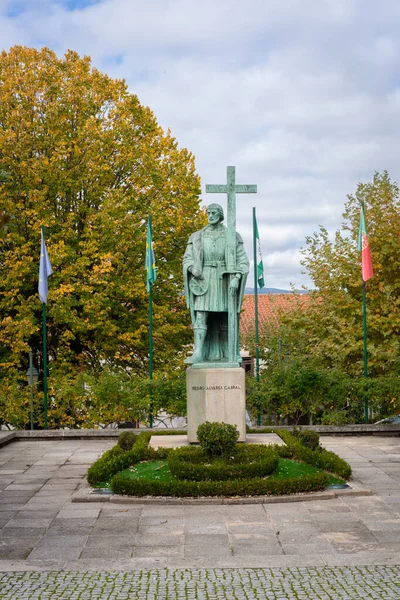 Statue Explorer Discoverer Pedro Alvares Cabral Belmonte Portugal — стокове фото