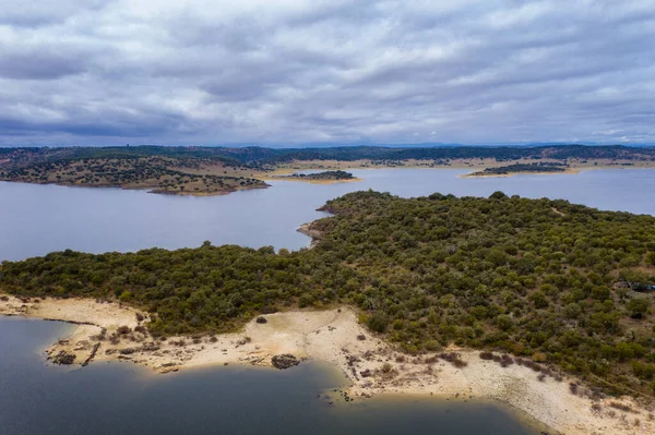 Drone Vista Aérea Idanha Presa Marechal Carmona Paisaje Con Hermosas — Foto de Stock