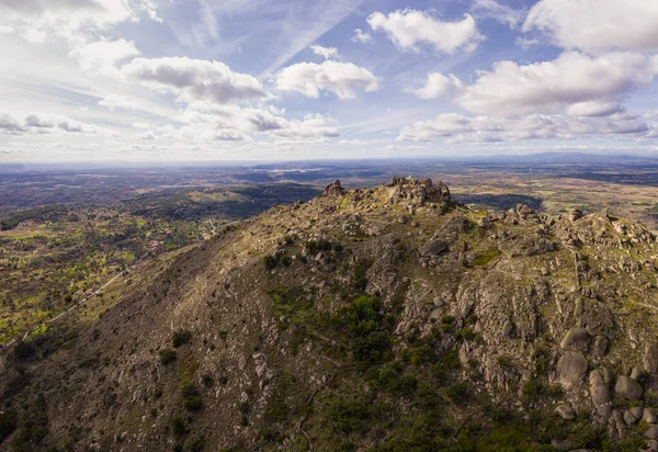 Vista Panorámica Aérea Del Pueblo Histórico Del Castillo Monsanto Portugal — Foto de Stock