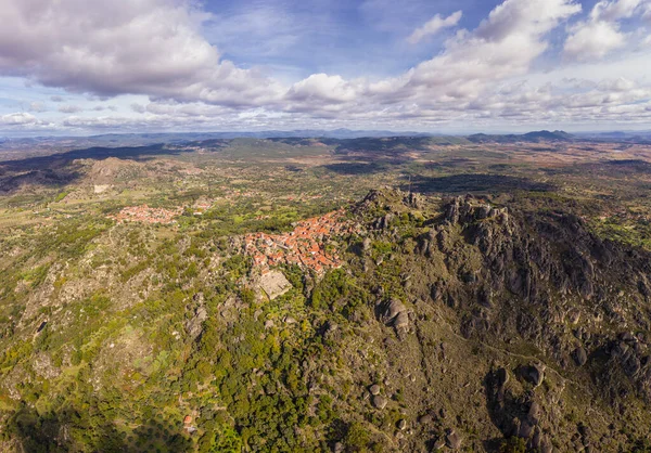 Drone Aerial Panorama View Monsanto Historic Village Portugal — Stok fotoğraf