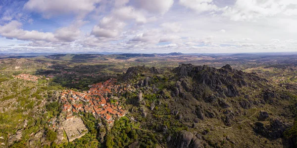 Drone Aerial Panorama View Monsanto Historic Village Portugal — Stok fotoğraf