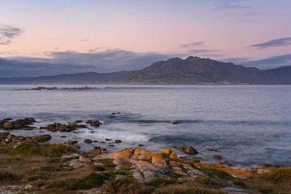 Caldebarcos Panorama Utsikt Över Landskapet Med Berg Vid Solnedgången Med — Stockfoto