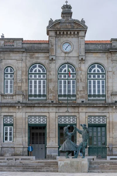 Estação Ferroviária Histórica Viana Castelo Com Estátua Dançarinos Tradicionais Cidade — Fotografia de Stock