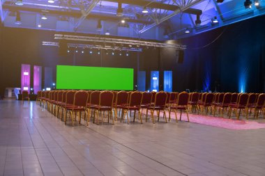 Konferans salonu. Tahsilat. Toplantı odası. Sunum odası. Modern büyük salon