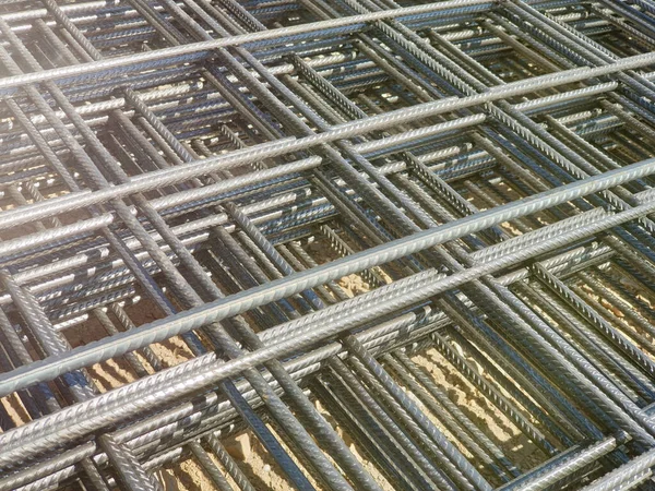 Iron Reinforcement Steel Rebars Reinforced Concrete Construction Site — Stock Photo, Image