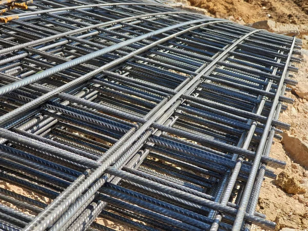 Iron Reinforcement Steel Rebars Reinforced Concrete Construction Site — Stock Photo, Image