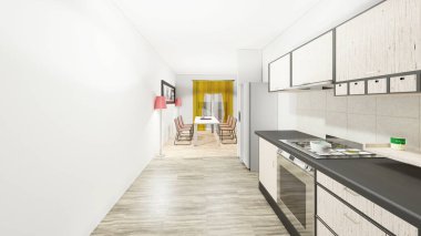 Modern interior. Modern living room in 3d