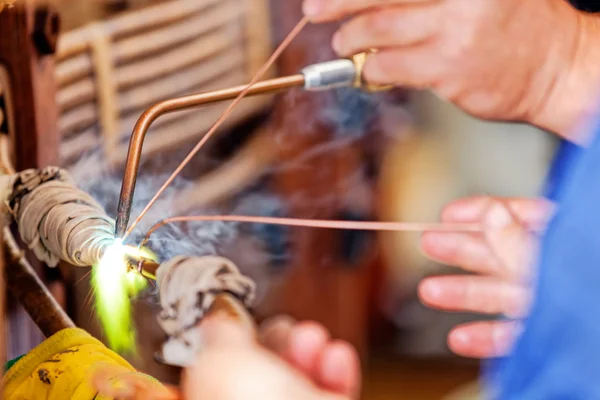 Welding copper — Stock Photo, Image