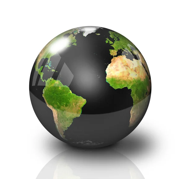 Glossy Black Earth Globe — Stock Photo, Image