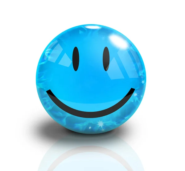 Blauer Smiley 3d glückliches Gesicht — Stockfoto