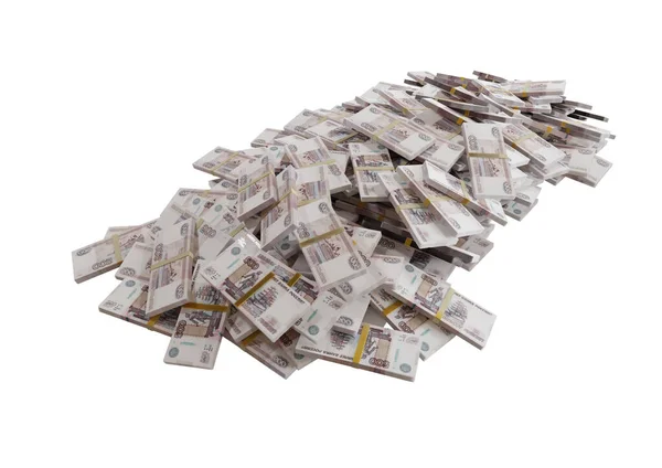 Stapel Russische Contant Geld Bankbiljetten Van Rusia Roebels Verspreid Een — Stockfoto