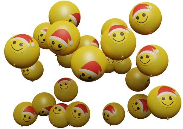 Many Flying Balloon Emoticon White Background Social Media Promotion Design — Fotografia de Stock