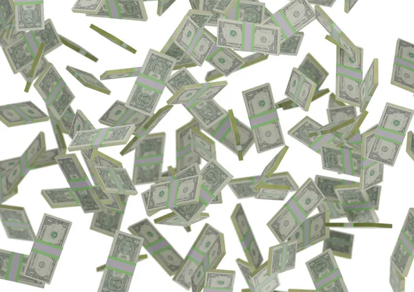 Jeden Dolar Stohu Peněz Vykreslení Ilustrace Dolar Bankovky Izolované Backgroun — Stock fotografie