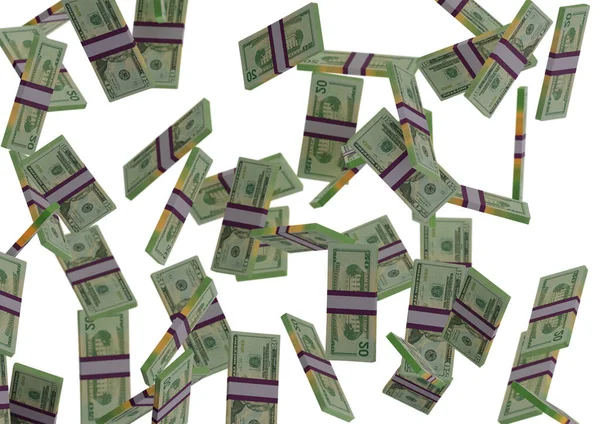 Dvacetidolarový Balík Peněz Vykreslování Ilustrace Dolarové Směnky Izolované Pozadí — Stock fotografie
