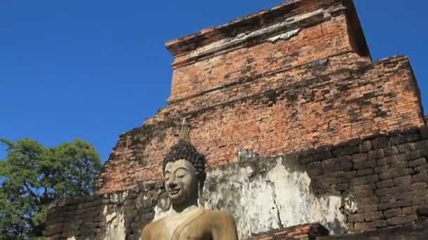 Άγαλμα του Βούδα στο sukhothai ιστορικό πάρκο, Ταϊλάνδη. — Αρχείο Βίντεο