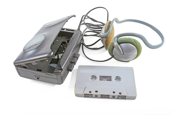 Cassete player com fita de áudio — Fotografia de Stock