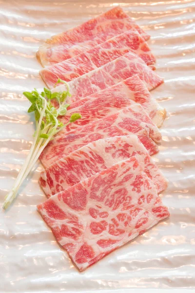 Fatia Carne Crua Para Churrasco Estilo Japonês — Fotografia de Stock