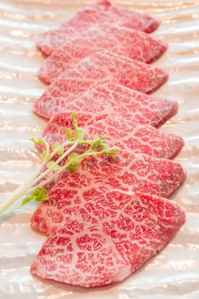 Raw Beef Slice Barbecue Japanese Style — Stock Photo, Image