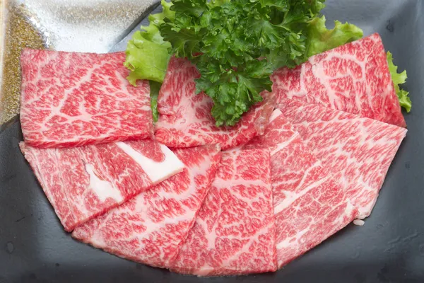 Rebanada Carne Cruda Para Barbacoa Estilo Japonés — Foto de Stock