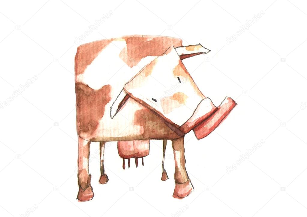 Hand painted image od cow