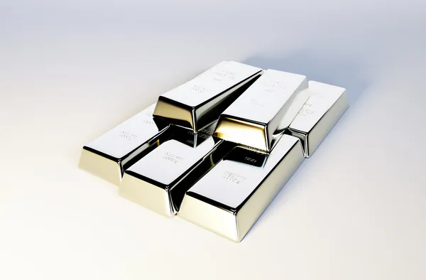 3d photo realistic image of silver bars — Stock Photo, Image