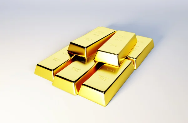 3D fotorealistisches Bild von goldenen Balken — Stockfoto