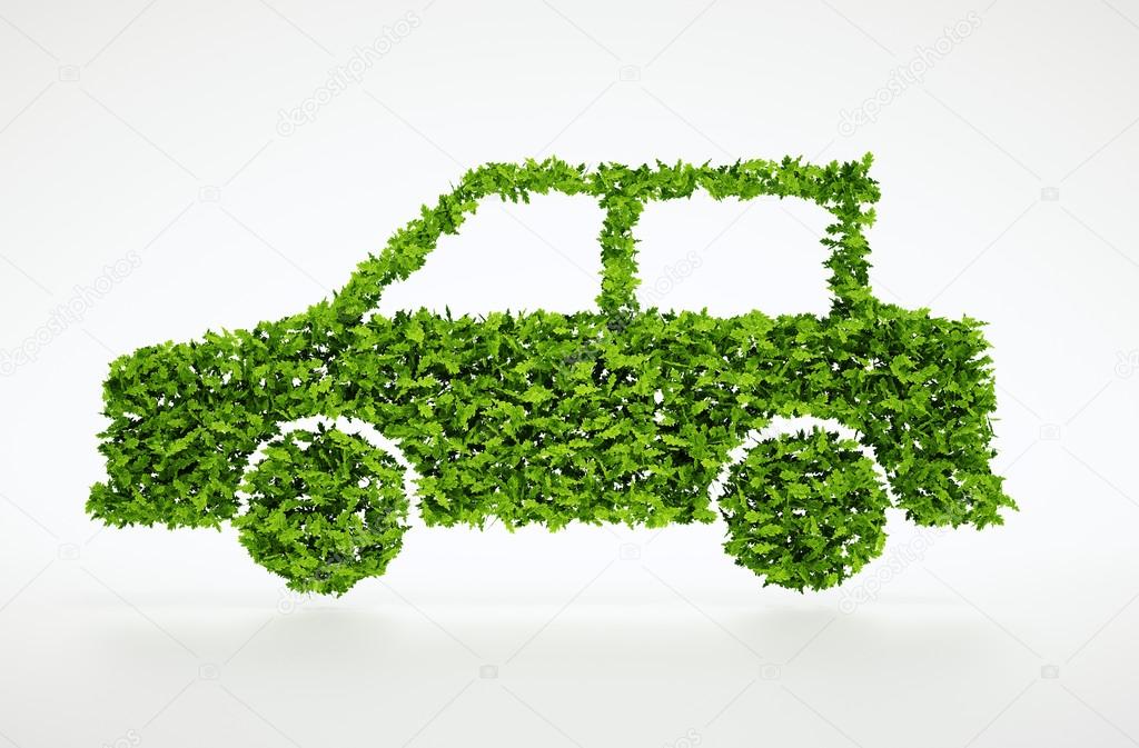 Ecology car symbol with white background