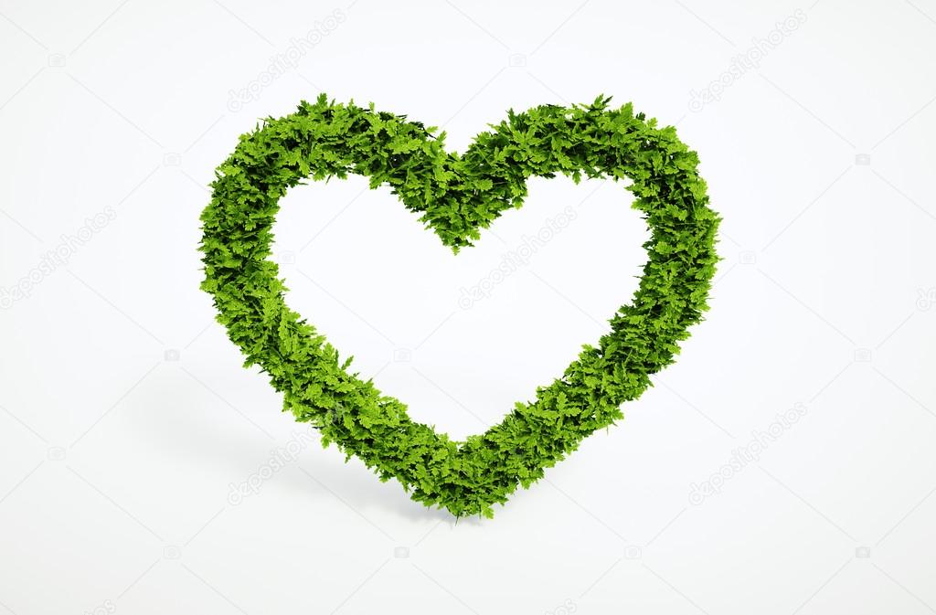 Ecology heart symbol with white background