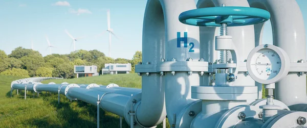 Eine Wasserstoff Pipeline Häusern Veranschaulicht Den Wandel Des Energiesektors Hin — Stockfoto