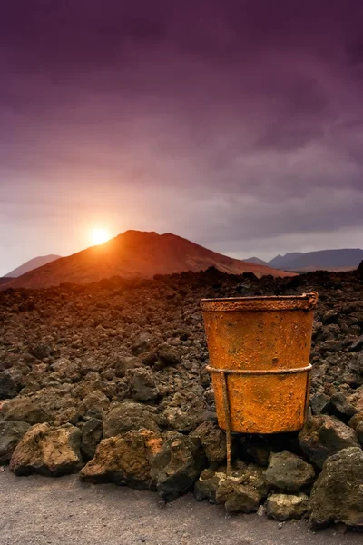 Pôr do sol em Timanfaya, Lanzarote — Fotografia de Stock