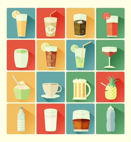 Set de bebidas iconos — Vector de stock