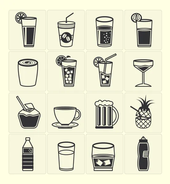 Set de bebidas iconos — Vector de stock