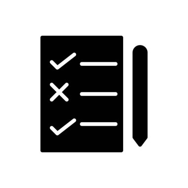 test sınav simgesi, anket ikonu vektör illüstrasyonu